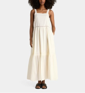 Robe longue ample Calanque broderies coton bio voilé - Galeries Lafayette - Écru