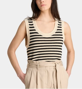 Pull sans manches Biche P rayures - Galeries Lafayette - Écru et noir