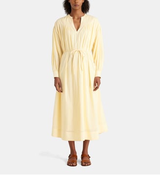 Robe longue Lyvette ceinture coton bio - Jodhpur - Jaune beurre