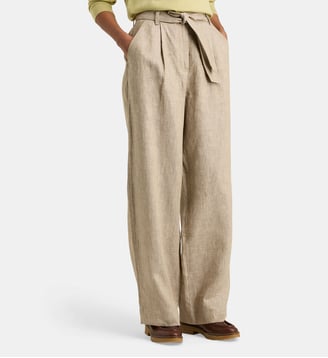 Pantalon large Linen ceinture lin - Jodhpur - Marron taupe