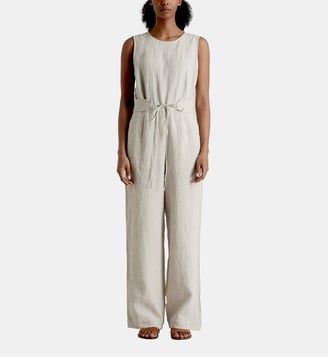 Combinaison droite sans manches Lautta ceinture coton - Jodhpur - Naturel