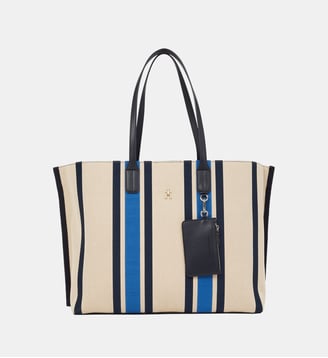 Sac cabas Distinct à rayures - Tommy Hilfiger - Écru et bleu