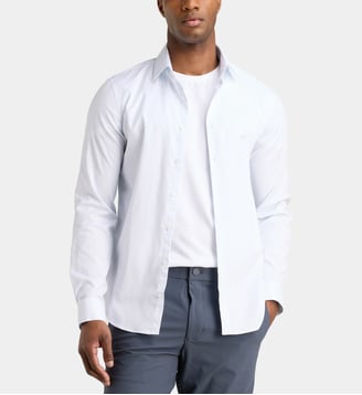 Chemise slim fit à rayures coton stretch - Calvin Klein - Bleu ciel