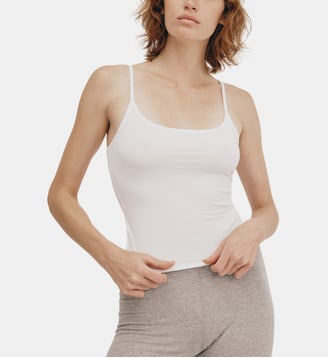 Débardeur ajusté fines bretelles - Organic Basics - Crème