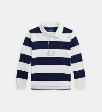 Polo droit à larges rayures - Polo Ralph Lauren - Blanc et bleu