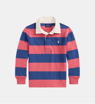 Polo droit à larges rayures - Polo Ralph Lauren - Bleu et rose