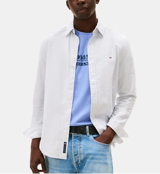 Chemise slim coton fines rayures - Tommy Hilfiger - Blanc