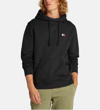 Hoodie droit coton drapeau siglé - Tommy Hilfiger - Noir