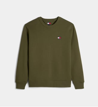 Sweat droit coton drapeau siglé - Tommy Hilfiger - Kaki