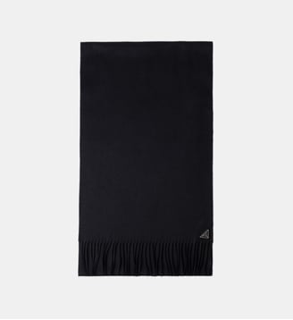 Echarpe en soie et cachemire signature - Prada - Noir