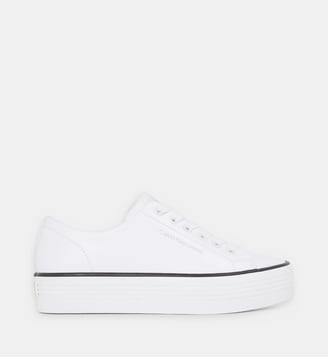 Baskets basses plateforme Bold en cuir - Calvin Klein - Blanc et noir