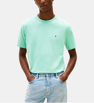 T-shirt droit coton - Tommy Hilfiger - Bleu turquoise