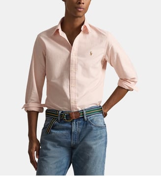 Chemise droite à rayures en coton - Polo Ralph Lauren - Orange clair