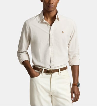 Chemise droite à rayures en coton - Polo Ralph Lauren - Camel blond
