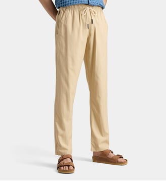 Pantalon droit en lin et coton - Oas - Beige