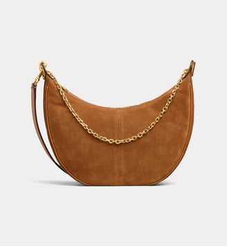 Sac à main demi lune Le Suzanne cuir velours - Gerard Darel - Marron