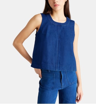 Top Iza coton denim - F.A.M. - Navy