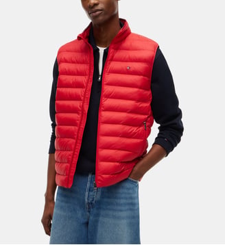 Doudoune courte droite nylon matelassé sans manches - Tommy Hilfiger - Rouge