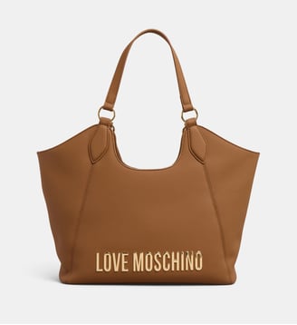 Sac cabas Lettering enduit - Love Moschino - Marron
