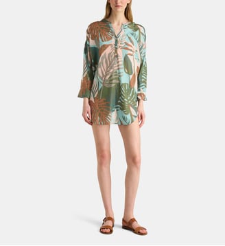 Robe tunique de plage Oxana K coton  - Galeries Lafayette - Kaki