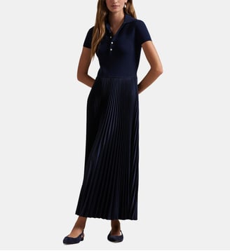 Robe longue Sewu plissée - Polo Ralph Lauren - Bleu marine