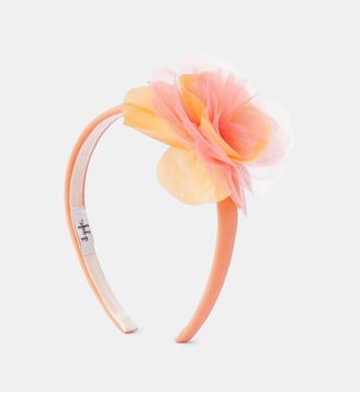Serre-tête détail nœud en coton - IL GUFO - Orange clair
