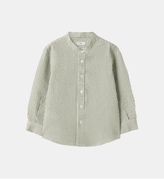Chemise droite à rayures en coton - IL GUFO - Vert clair