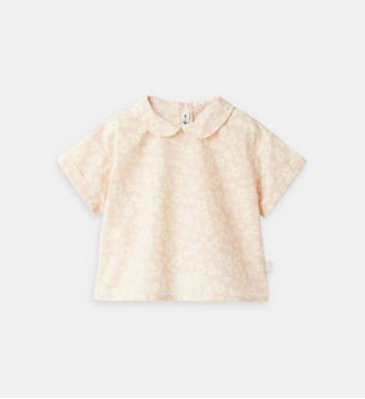 Blouse droite imprimé marguerites en coton - IL GUFO - Rose