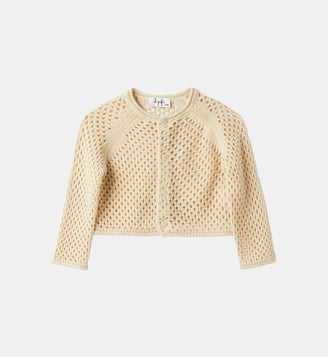 Gilet crop maille ajourée en coton - IL GUFO - Beige