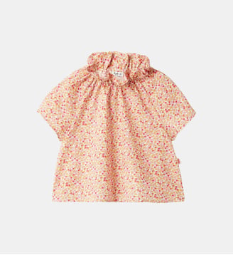 Blouse évasée imprimé floral en coton - IL GUFO - Abricot