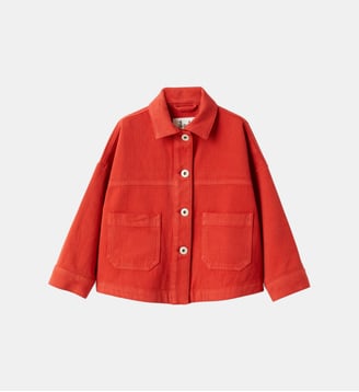 Veste droite gabardine coton - IL GUFO - Rouge brique