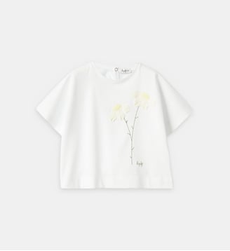 T-shirt droit imprimé floral en coton - IL GUFO - Blanc
