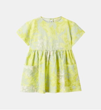 Robe tablier imprimé floral en coton - IL GUFO - Citron