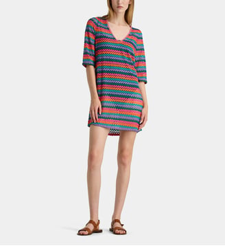 Robe droite courte Badami motif géométrique - Livia - Rose