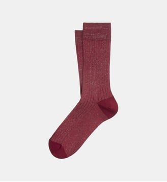 Chaussettes hautes Cherry paillettes coton mélangé - ANT45 - Rouge