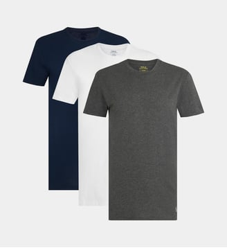 Ensemble de 3 t-shirts logo coton - Polo Ralph Lauren - Bleu marine et blanc