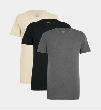 Lot de 3 t-shirts en coton broderie signature - Polo Ralph Lauren - Gris et noir