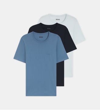 Lot de 3 maillots de corps en coton - BOSS - Bleu et blanc