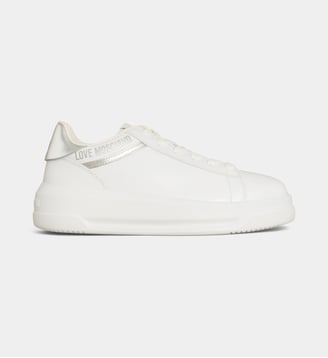 Baskets basses Eclipse50 cuir - Love Moschino - Blanc et argent