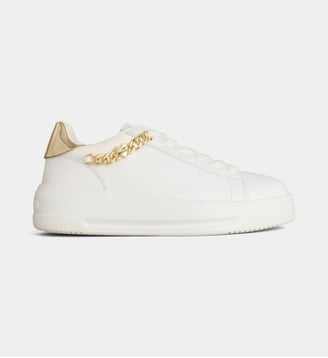 Baskets basses Eclipse50 chaîne - Love Moschino - Blanc et doré