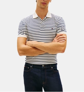 Polo droit en coton - Tommy Hilfiger - Blanc et marine