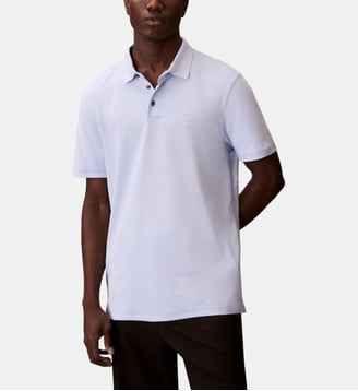 Polo droit fluide en coton Pima - Calvin Klein - Bleu pastel