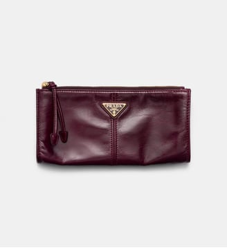 Pochette en cuir signature - Prada - Bordeaux