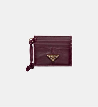 Porte-cartes en cuir signature - Prada - Bordeaux