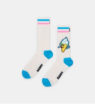 Chaussettes classiques Ice Cream - Happy Socks - Blanc et bleu