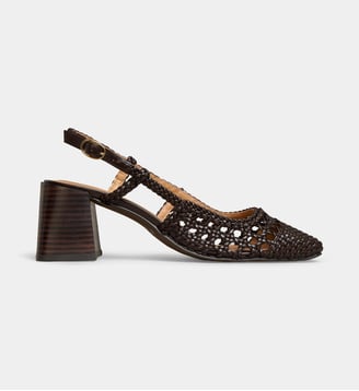 Escarpins slingback Vivienne en cuir tressé - Galeries Lafayette - Marron