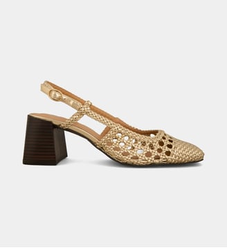 Escarpins slingback Vivienne en cuir tressé - Galeries Lafayette - Doré