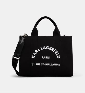 Sac cabas Square Rue St Guillaume toile de coton - Karl Lagerfeld - Noir