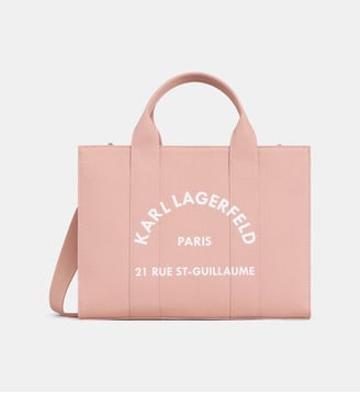 Sac cabas Square Rue St Guillaume toile de coton - Karl Lagerfeld - Misty rose