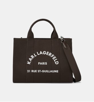Sac cabas Square Rue St Guillaume toile de coton - Karl Lagerfeld - Marron foncé